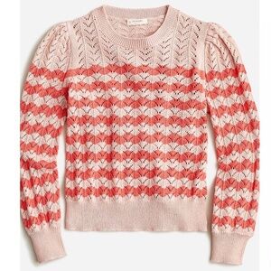 NWT - J.Crew - Girls' pointelle popover sweater with puff sleeves - Size S (6-7)